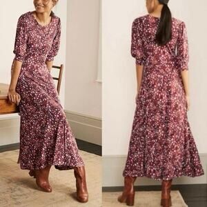 Boden Caitlin Jersey Midi Dress in Red Oak Leopard Pop Women’s Size 4